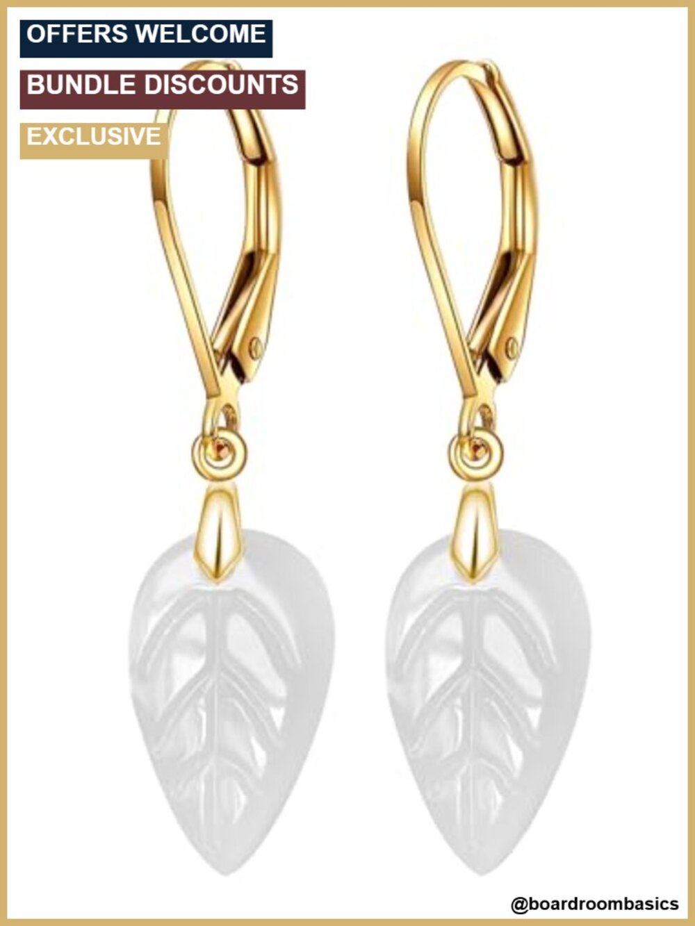 18K Yellow Gold Plated Natural Crystal Quartz Dangle Earrings